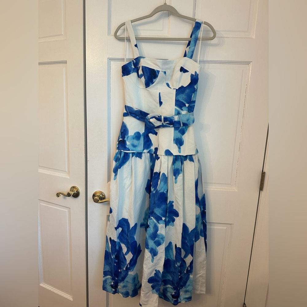 NICHOLAS Linen Blend Lidia Bustier Drop Waist Dress - Picture 2 of 4